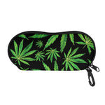 Watercolor Marijuana Leaf Pattern Print Glasses Case