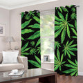 Watercolor Marijuana Leaf Pattern Print Grommet Curtains