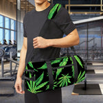 Watercolor Marijuana Leaf Pattern Print Gym Bag