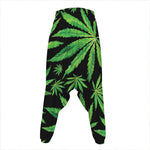 Watercolor Marijuana Leaf Pattern Print Hammer Pants