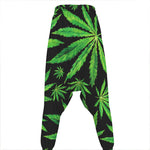 Watercolor Marijuana Leaf Pattern Print Hammer Pants