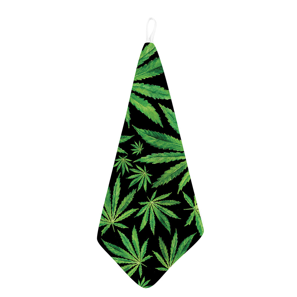 Watercolor Marijuana Leaf Pattern Print Hand Towel