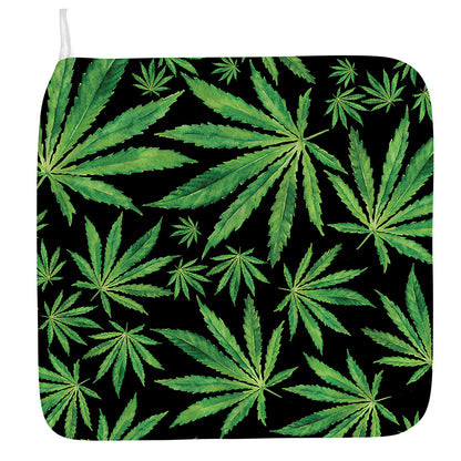 Watercolor Marijuana Leaf Pattern Print Hand Towel