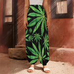 Watercolor Marijuana Leaf Pattern Print Harem Pants
