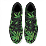Watercolor Marijuana Leaf Pattern Print High Top Leather Sneakers