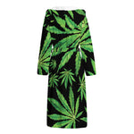 Watercolor Marijuana Leaf Pattern Print Hooded Bathrobe