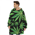 Watercolor Marijuana Leaf Pattern Print Hoodie Blanket