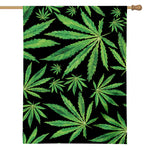 Watercolor Marijuana Leaf Pattern Print House Flag