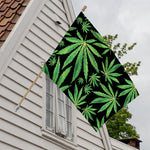 Watercolor Marijuana Leaf Pattern Print House Flag