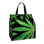 Watercolor Marijuana Leaf Pattern Print Insulated Lunch Tote