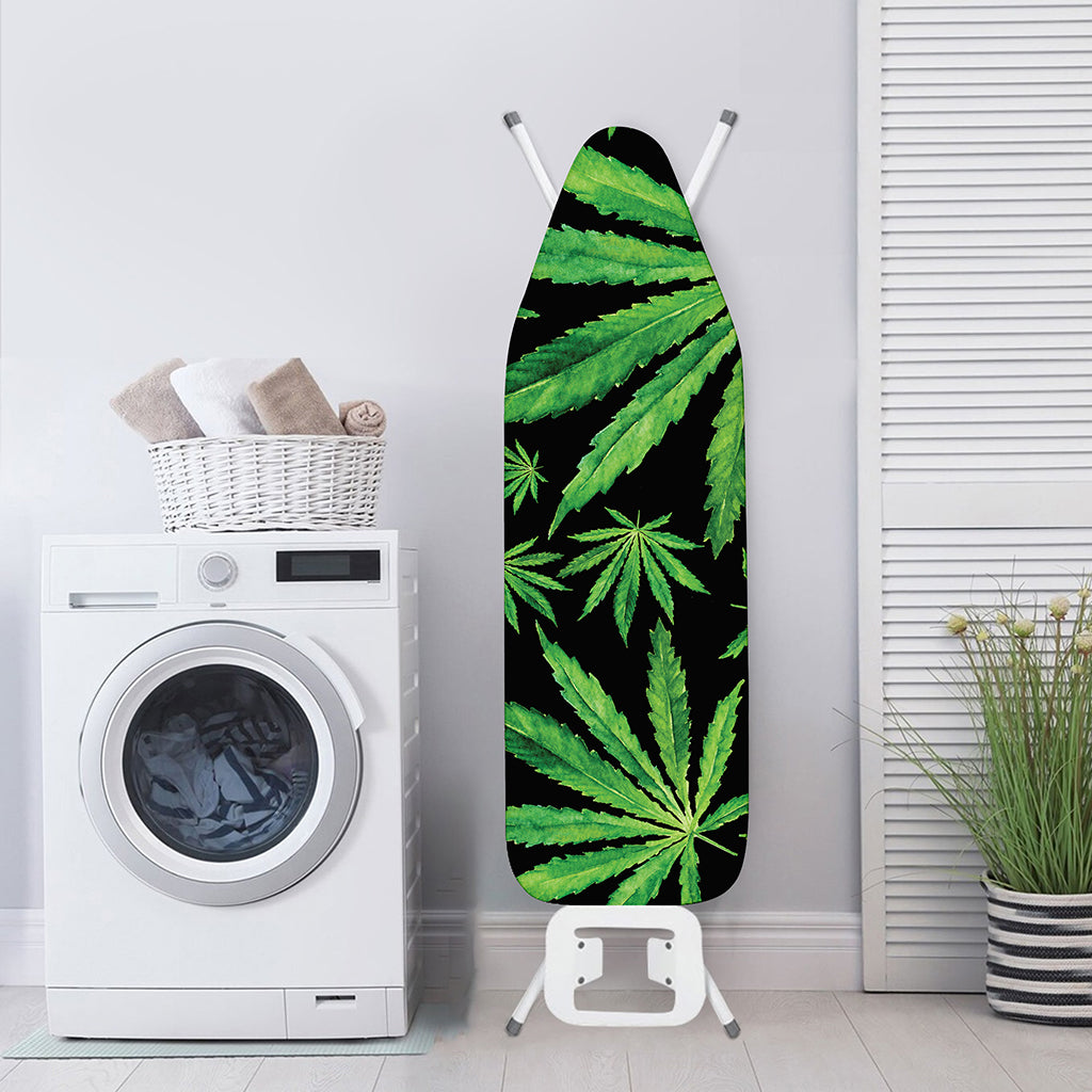 Watercolor Marijuana Leaf Pattern Print Ironing Board Cover
