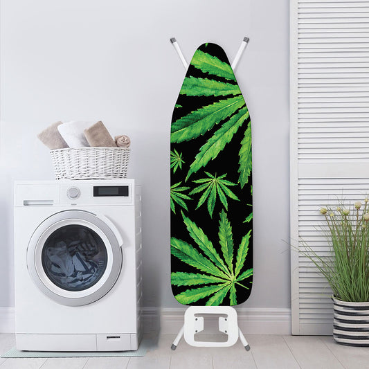 Watercolor Marijuana Leaf Pattern Print Ironing Board Cover