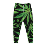 Watercolor Marijuana Leaf Pattern Print Jogger Pants