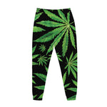 Watercolor Marijuana Leaf Pattern Print Jogger Pants