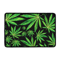 Watercolor Marijuana Leaf Pattern Print Kitchen Mat