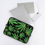 Watercolor Marijuana Leaf Pattern Print Laptop Sleeve