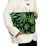 Watercolor Marijuana Leaf Pattern Print Laptop Sleeve