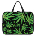 Watercolor Marijuana Leaf Pattern Print Laptop Sleeve With Handle