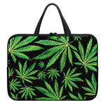 Watercolor Marijuana Leaf Pattern Print Laptop Sleeve With Handle