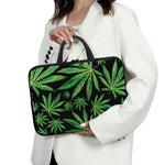 Watercolor Marijuana Leaf Pattern Print Laptop Sleeve With Handle