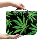 Watercolor Marijuana Leaf Pattern Print Leather Bible Cover