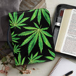 Watercolor Marijuana Leaf Pattern Print Leather Bible Cover