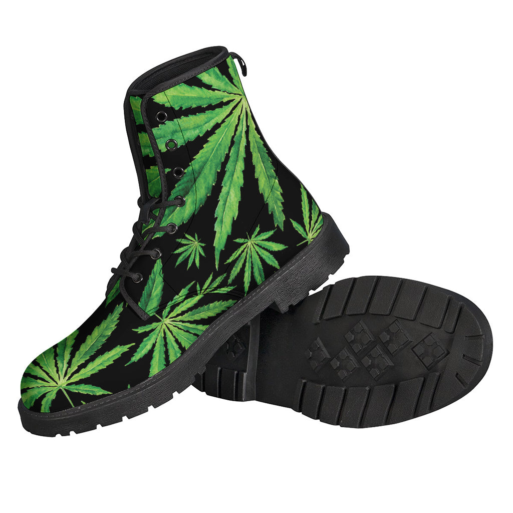 Watercolor Marijuana Leaf Pattern Print Backpack