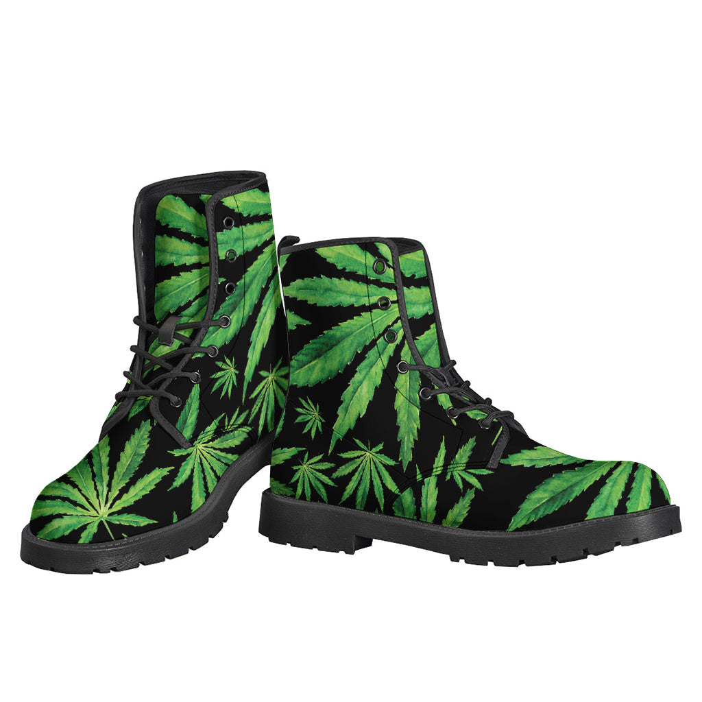 Watercolor Marijuana Leaf Pattern Print Backpack