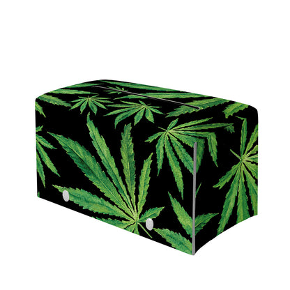 Watercolor Marijuana Leaf Pattern Print Leather Tissue Box Cover