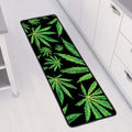 Watercolor Marijuana Leaf Pattern Print Long Kitchen Mat