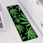 Watercolor Marijuana Leaf Pattern Print Long Kitchen Mat