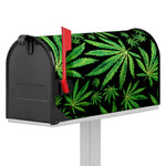 Watercolor Marijuana Leaf Pattern Print Mailbox Cover