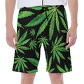Watercolor Marijuana Leaf Pattern Print Men's Beach Shorts