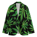 Watercolor Marijuana Leaf Pattern Print Men's Blazer