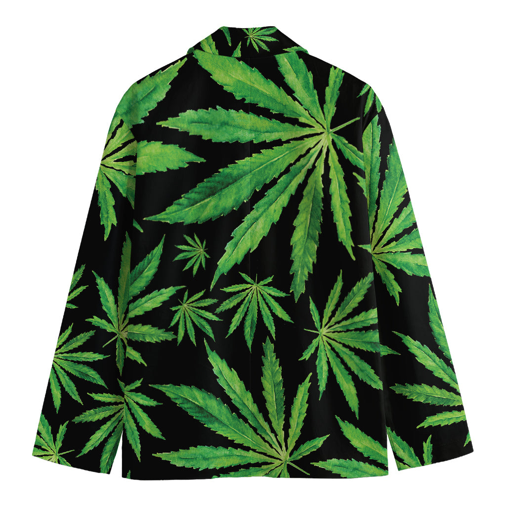 Watercolor Marijuana Leaf Pattern Print Men's Blazer