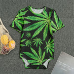 Watercolor Marijuana Leaf Pattern Print Men's Bodysuit