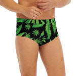 Watercolor Marijuana Leaf Pattern Print Men's Briefs