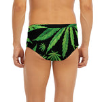 Watercolor Marijuana Leaf Pattern Print Men's Briefs