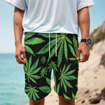 Watercolor Marijuana Leaf Pattern Print Men's Cargo Shorts