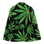 Watercolor Marijuana Leaf Pattern Print Men's Cotton Blazer