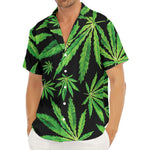 Watercolor Marijuana Leaf Pattern Print Men's Deep V-Neck Shirt
