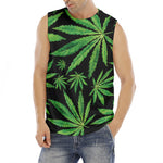Watercolor Marijuana Leaf Pattern Print Men's Fitness Tank Top