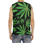 Watercolor Marijuana Leaf Pattern Print Men's Fitness Tank Top