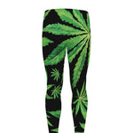 Watercolor Marijuana Leaf Pattern Print Men's leggings