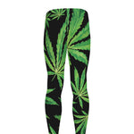 Watercolor Marijuana Leaf Pattern Print Men's leggings