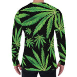 Watercolor Marijuana Leaf Pattern Print Men's Long Sleeve T-Shirt
