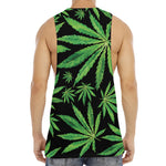 Watercolor Marijuana Leaf Pattern Print Men's Muscle Tank Top