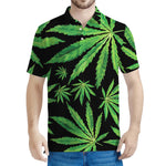Watercolor Marijuana Leaf Pattern Print Men's Polo Shirt