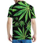 Watercolor Marijuana Leaf Pattern Print Men's Polo Shirt