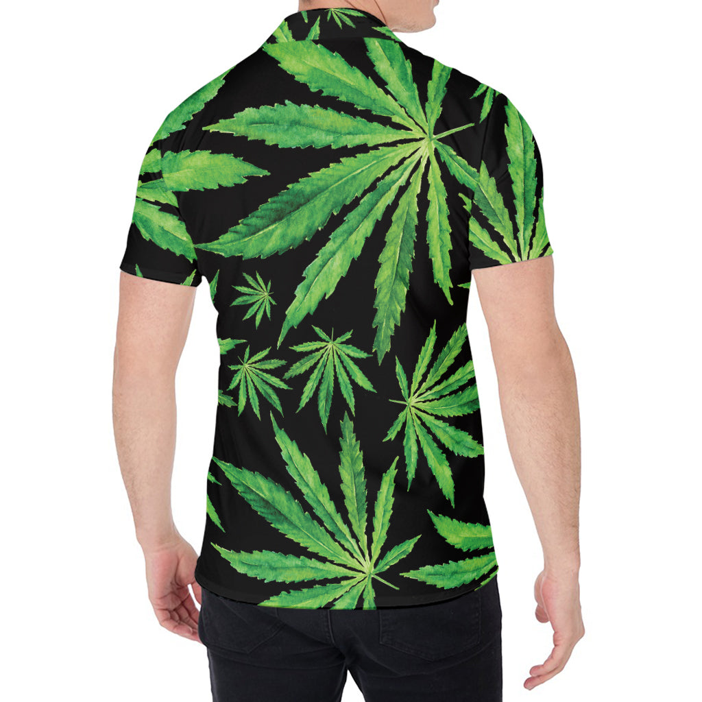 Watercolor Marijuana Leaf Pattern Print Men's Shirt